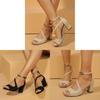 Summer Platform Open Toe Sandals With Buckle For Women Featuring Suede Material And Chunky Mid Heel