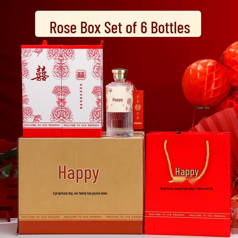 500ml Transparent Glass Baijiu Bottle Set for Weddings and Graduations with Gift Box