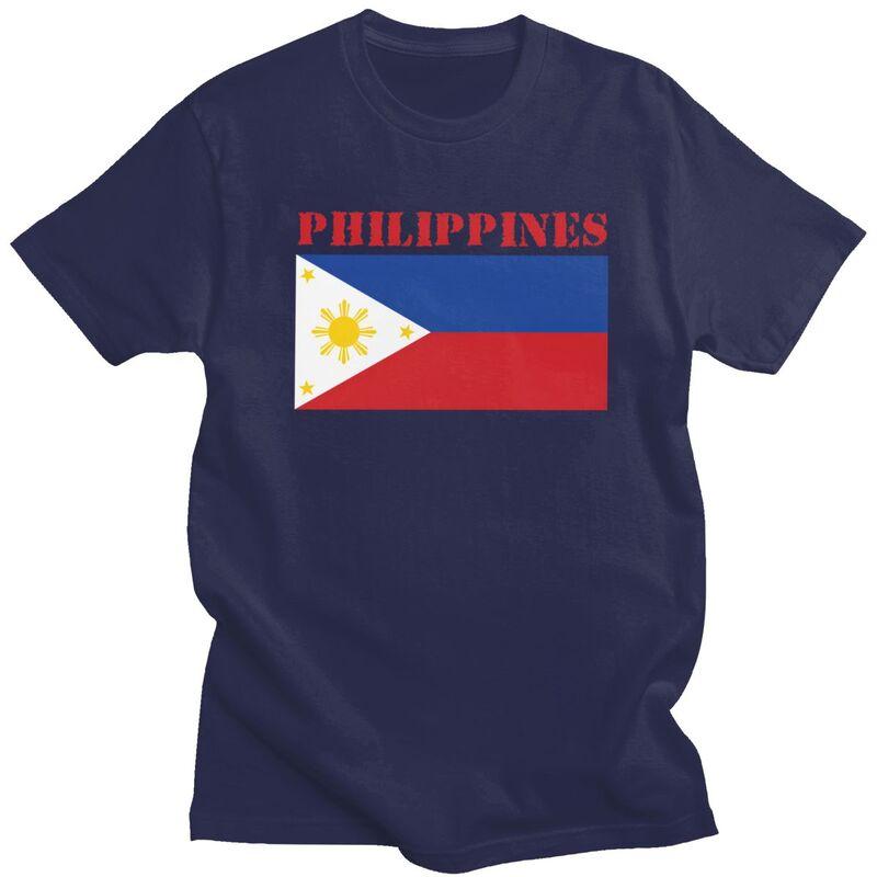 Custom Philippines Flag Tshirts for Men Short Sleeves T Shirt Fashion Tshirt Loose Fit Pure Cotton Tees Gift
