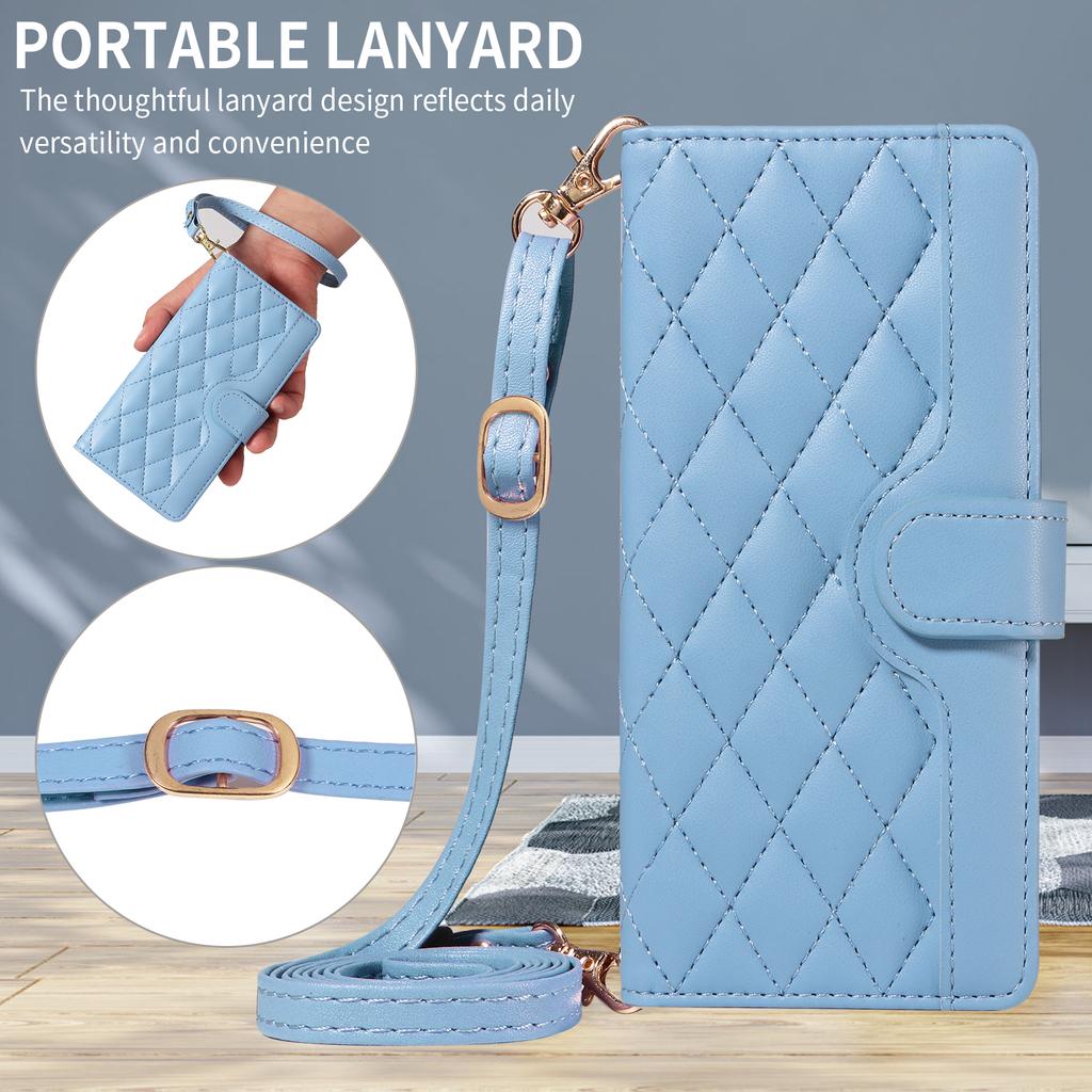 עבור Oppo Reno14 5G (חרסינה)/אופו רנו 14 F 5G/אופו רנו 14 5G (גלובלי) כיסוי ארנק מעור רומבוס לטלפון עם רצועה