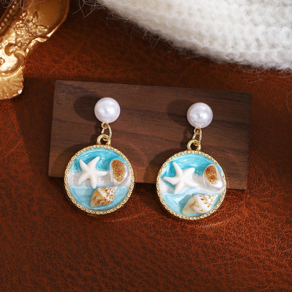 French Color Oil Drop Flower Pearl Stud Earrings Mori Fresh And Sweet Earrings Light Luxury Design Earrings Women