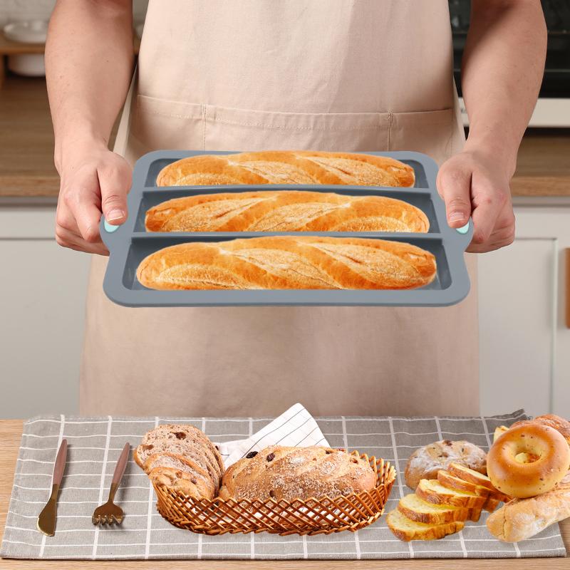 Silicone Baking Mold 3 & 8 Grid Nonstick Loaf Pan Resistant Bakeware For Homemade Bread Sausage Roasting