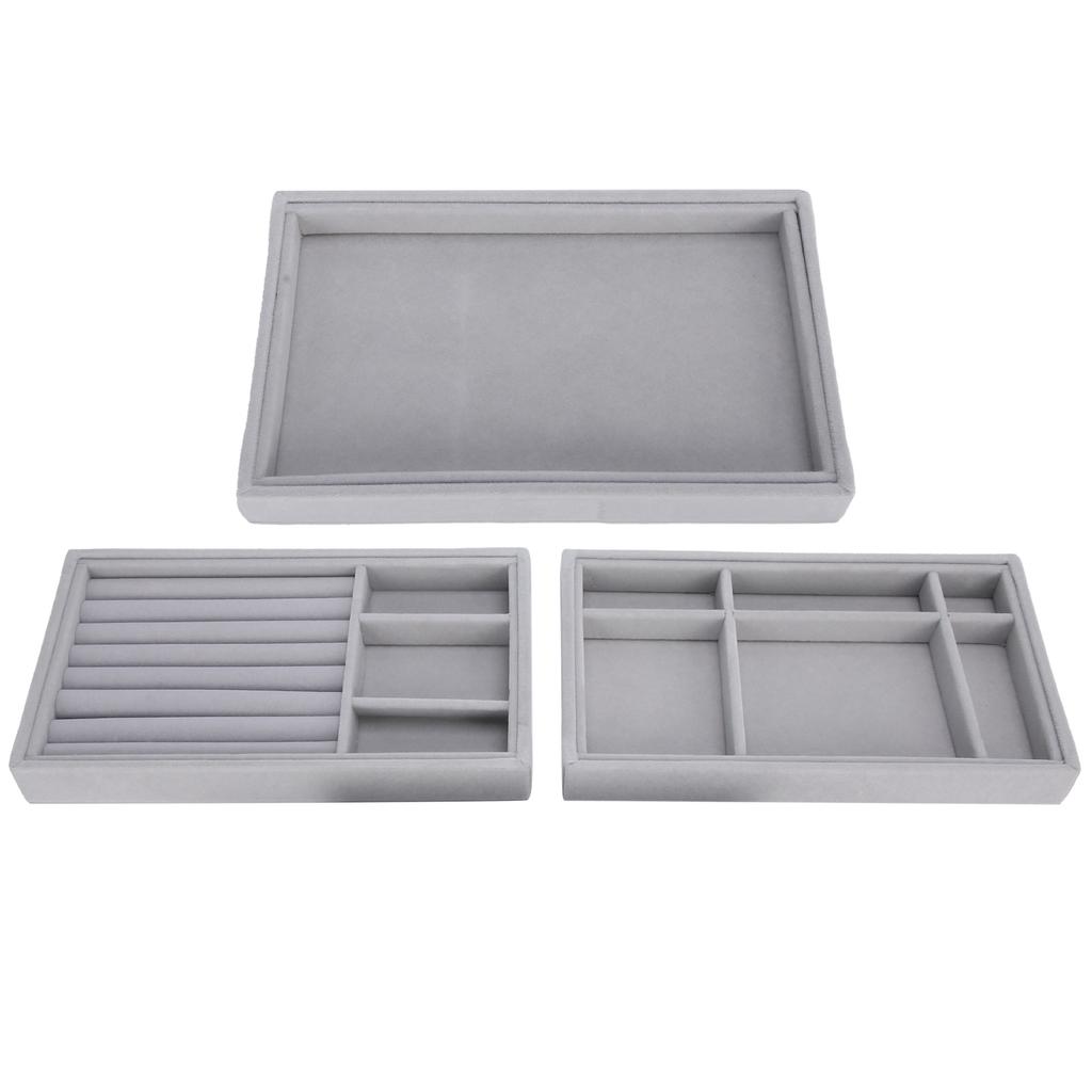 3pcs Professional Jewelry Tray Stackable Earring Necklace Ring Display Tray Organizer