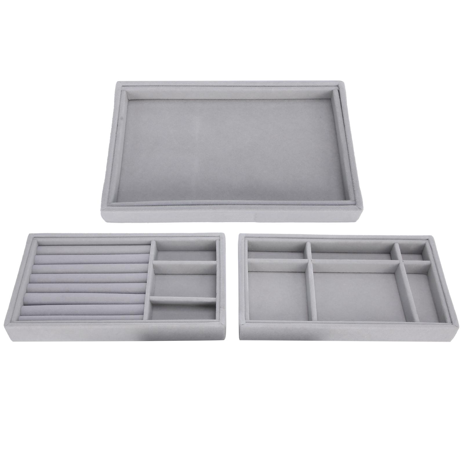 

3pcs Professional Jewelry Tray Stackable Earring Necklace Ring Display Tray Organizer
