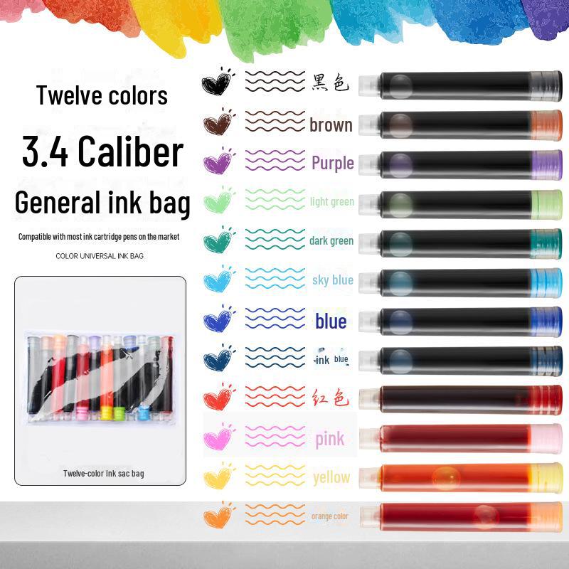 Zhengzi Student Fountain Pen - Iridium Gold 0.5mm Nib, 0.38mm Replaceable Ink Capsule, Steel Construction