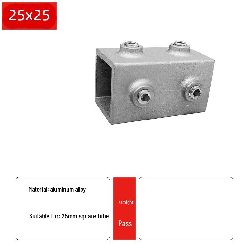 Square Aluminum Alloy Tube Connector, 20/25/30mm, Galvanized Steel Shelf Fastener, Hole-Free Design
