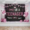 OMG du bist ein 13. Geburtstag Banner für einen Teenager - Schwarz und Roségold Polyester Party Hintergrund Geburtstagsfeier Dekoration