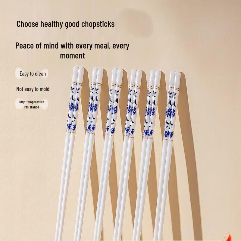 HANDUNYOU Gold Rim Blue & White Ceramic Chopsticks