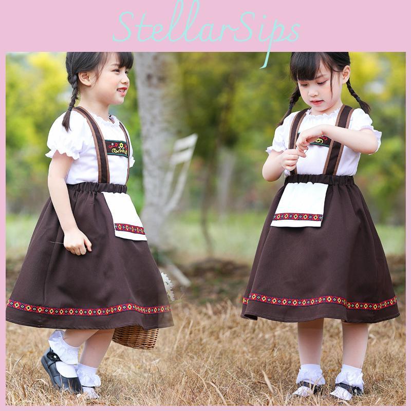 Bavaria Traditional Ethnic Girl Costume With Embroidered Details For Kids Stage Performances