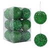 12Pcs 8cm Christmas Tree Balls Ornament Big Glitter White Red Xmas Tree Hanging Pendant Decoration For Home 2025 New Year Gift