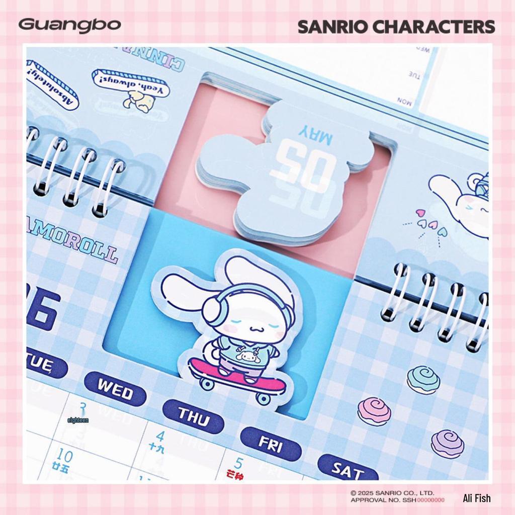 Sanrio 2026 Desk Calendar: Monthly Schedule with Kuromi & My Melody Ornaments