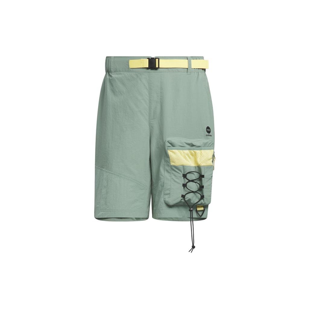 Adidas Neo SS23 City Escape Shorts With Large Pockets And Drawstring Men Shorts Silver Green IA6860