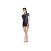 Li Ning Color Block Round Neck Pullover Short Sleeve Sports Swimsuit Women Swimsuit Black ASLT064-1