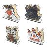 Seasonal Party Gift Halloween Wooden Napkin Holder, Ghost Black Cat Decorative Tabletop Tissue Stand Dispenser, Paper Towel Holder for Holiday Dining