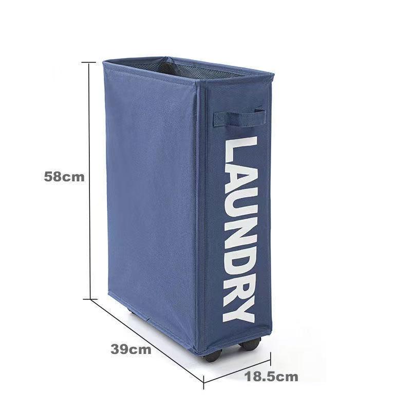 Oxford Cloth Folding Storage Basket with Wheels - Ideal for Laundry, Yoga Mats, and Household Items.