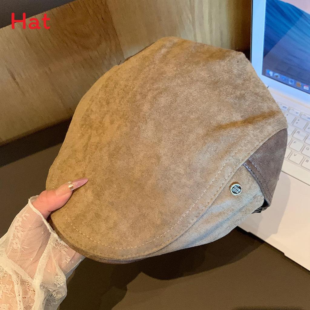 

Vintage American Suede Beret Hat For Women Autumn Winter Fashion With Face Slimming Effect Khaaki