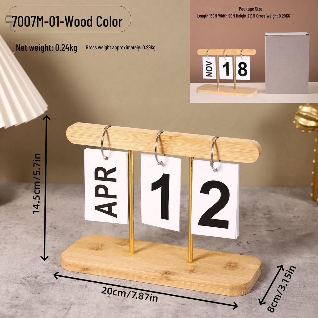 Simple Wood Flip Calendar: Perpetual Desk Ornament & Photo Prop