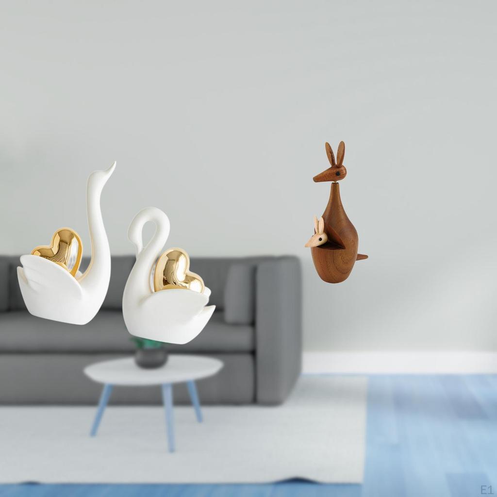 Elegant Swan And Figurines Set Unique Tabletop Art Sculptures Decorative Ornaments for Bookshelf
