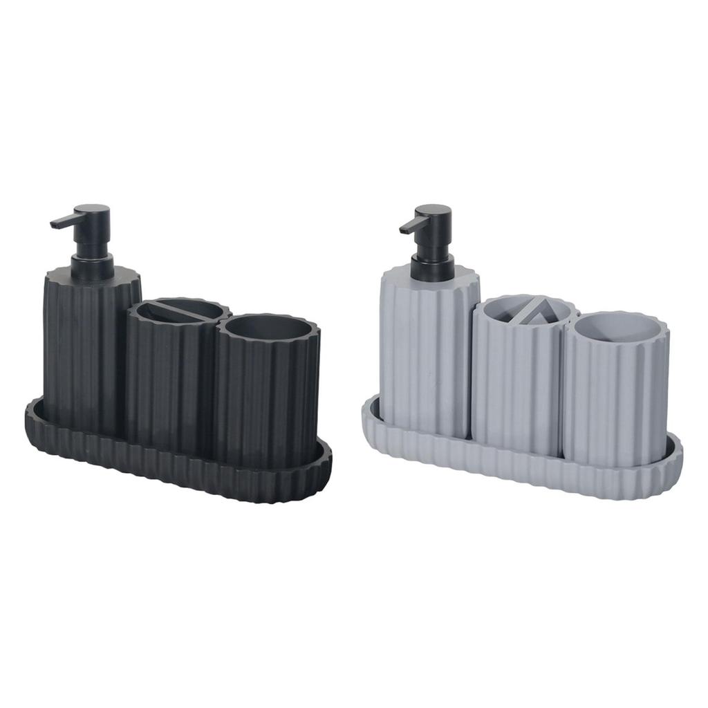 4x Bathroom Accessories Decorative Housewarming Gift Modern Soap Dispenser Toothbrush Holder for Vanity Bathroom Countertop