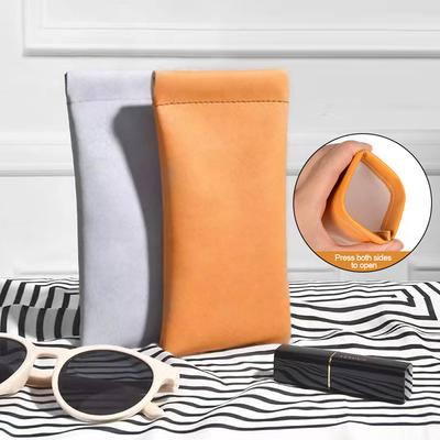 Estuche portátil para gafas de sol, bolsa de almacenamiento de cuero sintético suave, impermeable, bolsa de almacenamiento para cable de auriculares y lápiz labial.