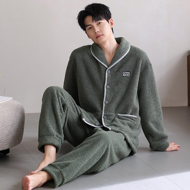 Pajamas men's winter coral fleece thickened fleece warm 1011 new autumn and winter flannel high-end loungewear