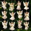 2D 12 Piece Set Of Victorians Angel Wooden Decoration Set, Traditional Holiday Home Window Decoration