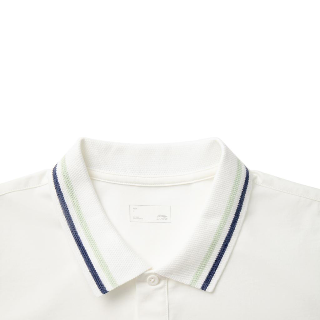 Li Ning Sports Trend Series Color Block Soft Comfortable Breathable Versatile Casual Short Sleeve Polo Shirt Men Polo Shirts Off-White APLV307-1