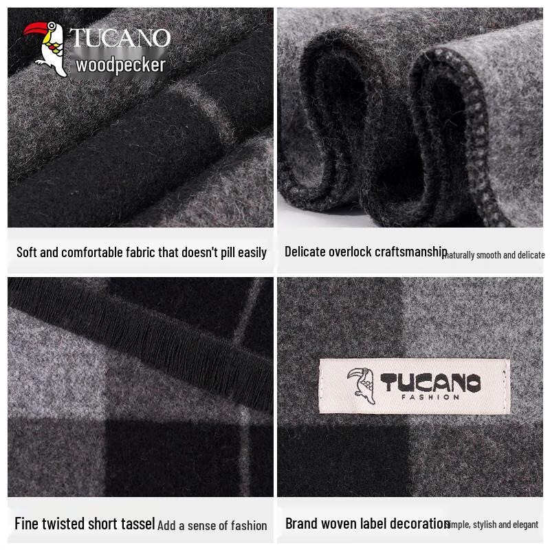 TUCANO Men's Autumn/Winter Plaid & Striped Scarf