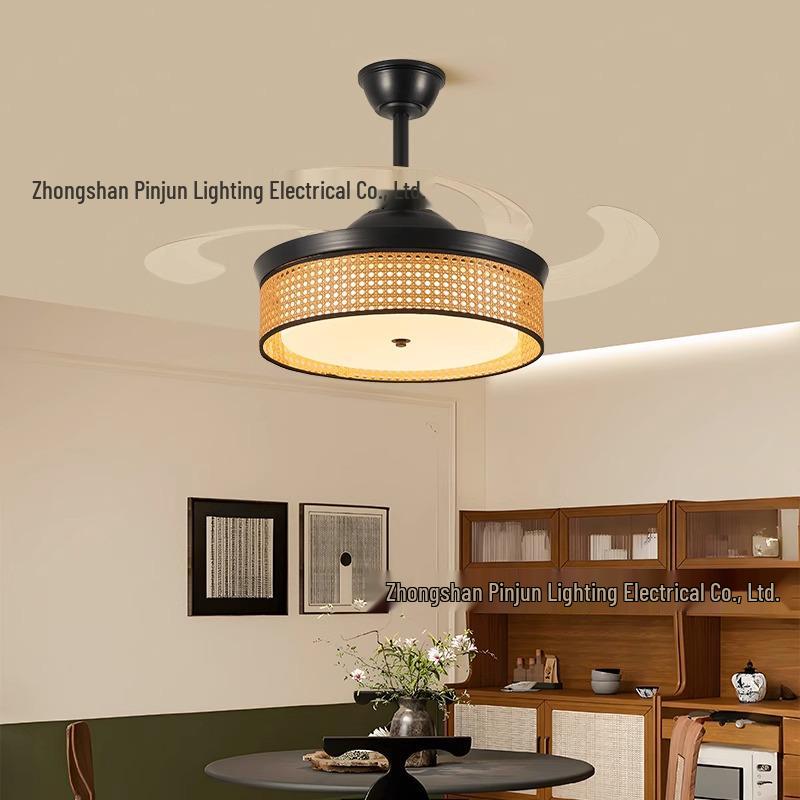 2025 Modern Bedroom Ceiling Fan Light: Silent Wabi-Sabi Design with Variable Speed and Invisible Blades.