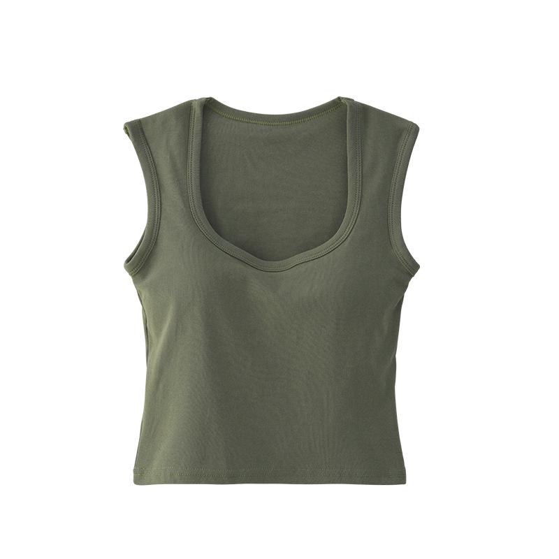 Square Neck Camisole with Chest Pad - Women's Sleeveless Top, Wide Shoulder for Concealed Underarm Fit and Anti-Exposure.