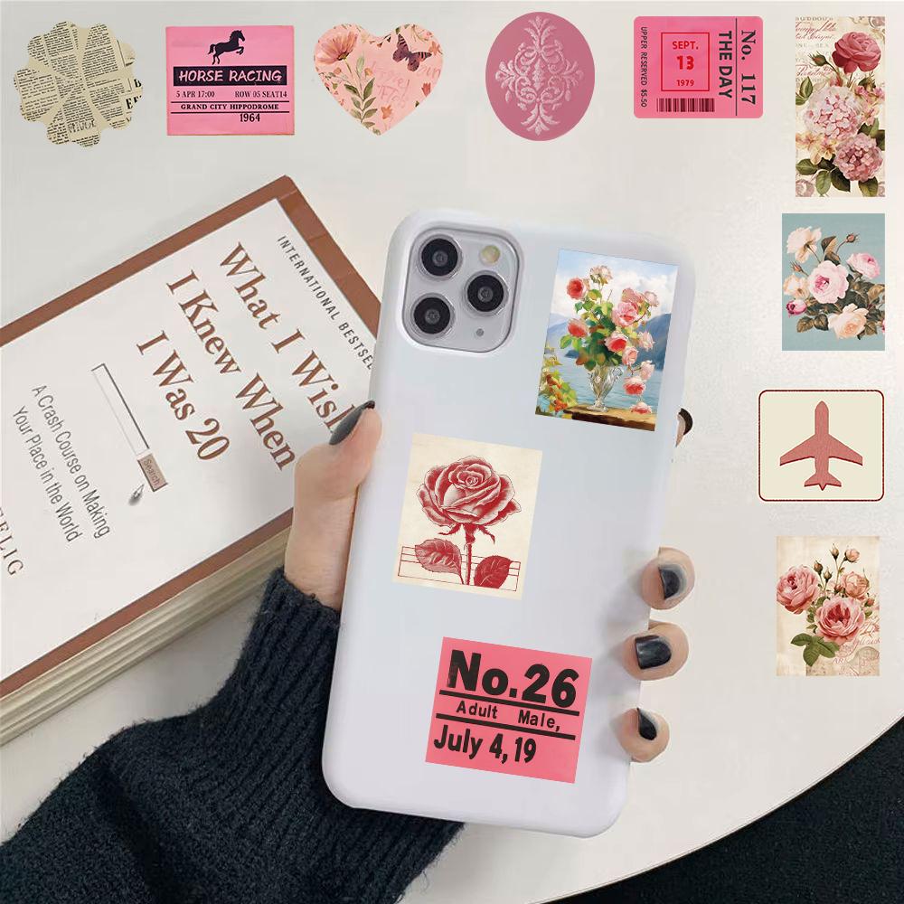 50/100PCS Pink Retro Blend Sticker Scrapbook Gifts Laptop Luggage Funny Phone Luggage Aesthetic Coffee Skateboard Car Sticker