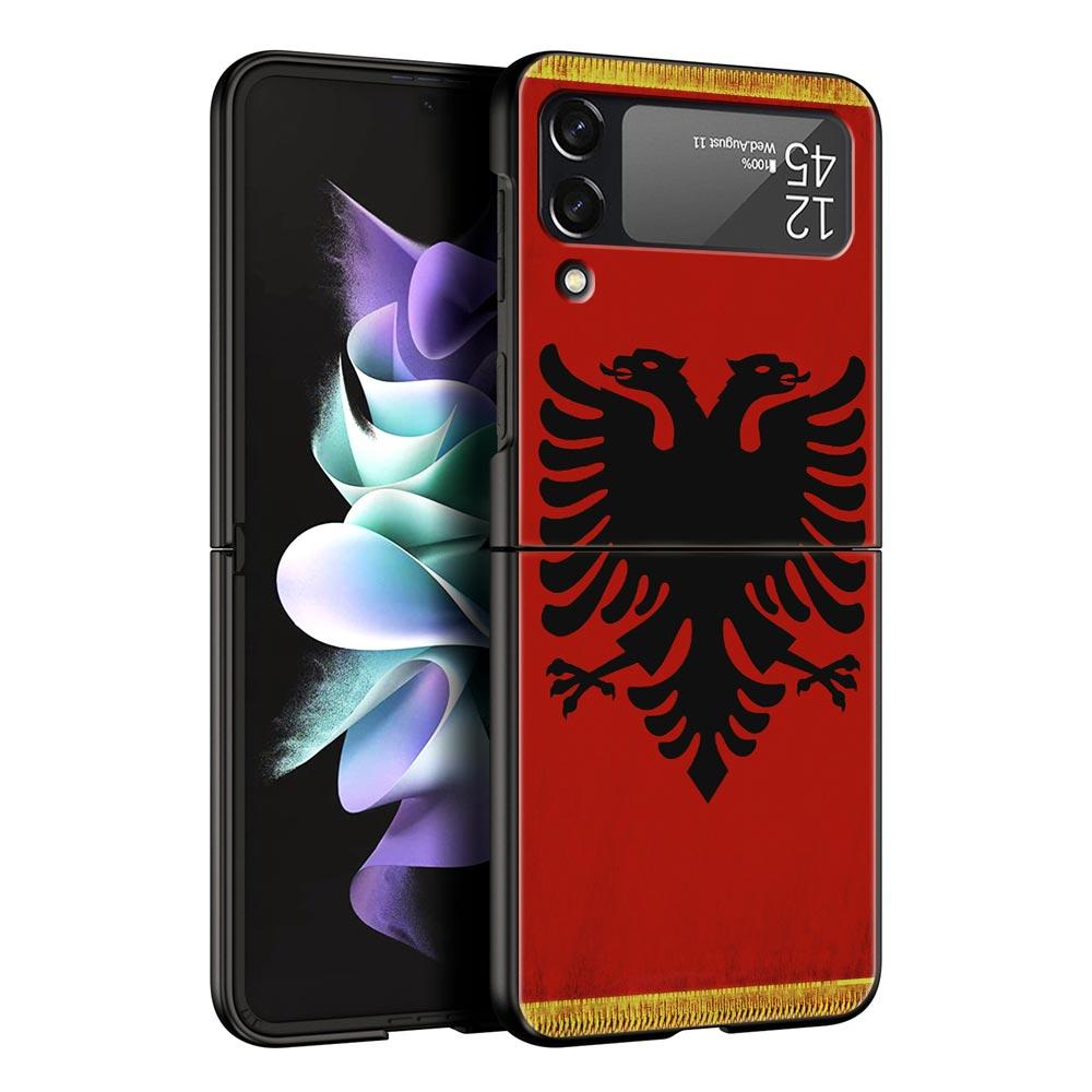 Albania Flag Phone Case for Samsung Galaxy Z Flip 3 4 5 Folding Mobile Black Shell For Samsung Z Flip3 Flip4 Flip5 PC Hard Cover