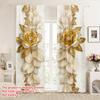 2 Pcs 2D Gold Floral Elegant Sheer Door Curtains – Soft Polyester Microfiber for Bedroom Living Room Office   Seasonal Use
