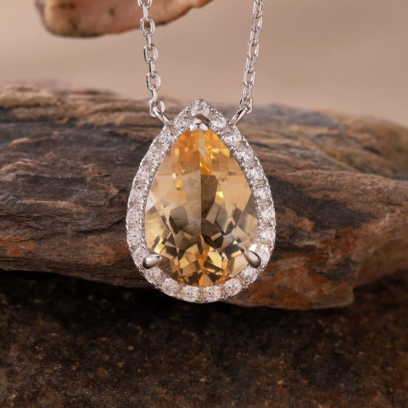 Простое Большое Натурального Цвета Сокровище Аметист Цитрин Ожерелье Женское S925 Стерлинговое Серебро Легкая Роскошь Высокое Чувство