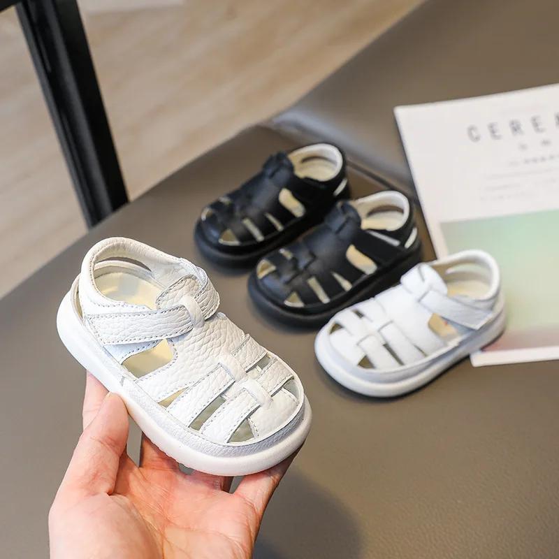Baby Jungen Mädchen Sandalen aus echtem Leder Sommer Kinderschuhe Weiche Sohle Rutschfest Kleinkind Kleinkind Schuhe Strandsandalen für Kinder