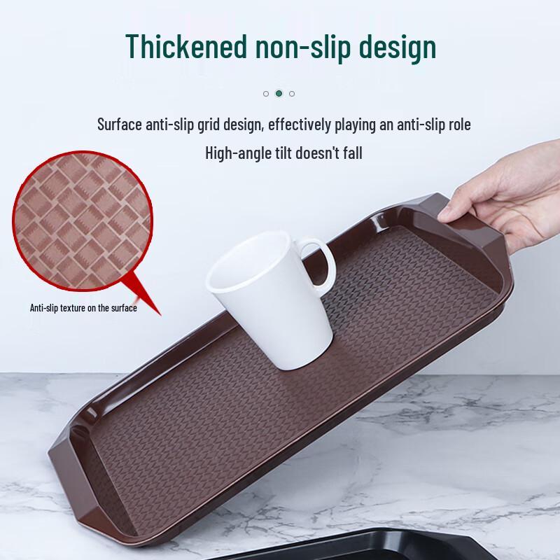 Handun Commercial Non-slip Rectangular Plastic Tray