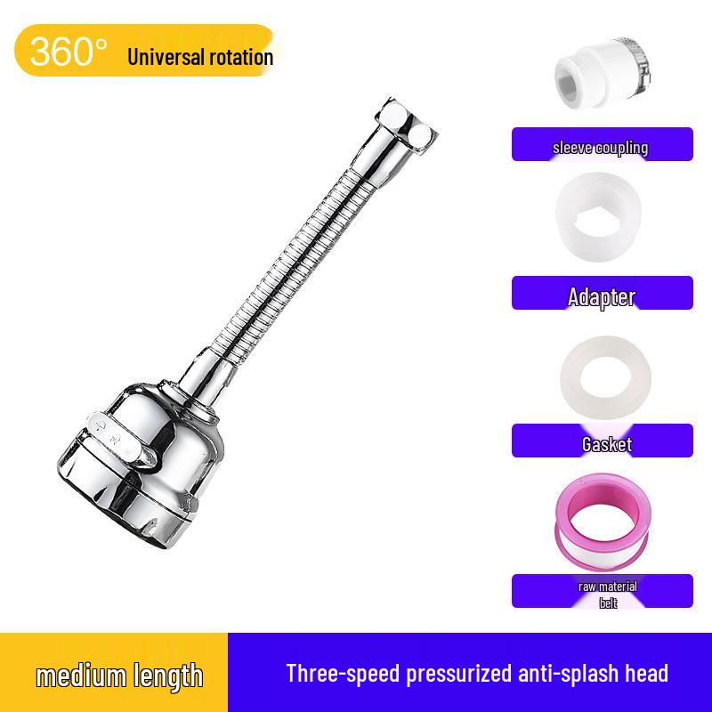 Universal Rotating Kitchen Faucet Extender with Water Saver and Anti-Splash Aerator