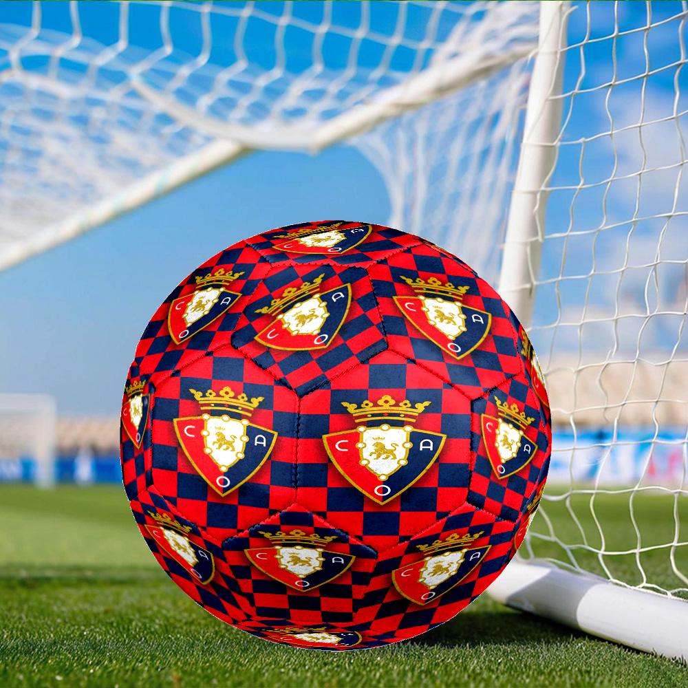 Red And Blue Shield Atletico Soccer Ball Size 5 Soccer Ball, Machine-stitched, Soft and Comfortable, Suitable for Training and Matches Fan Gift