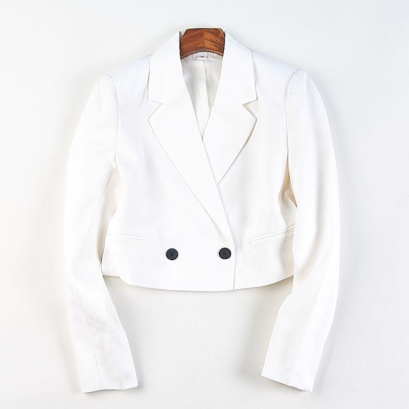 

Оригинальный хороший товар Короткий костюм женский 3.25 H82178 Весна и осень Приталенный Двубортный Костюм с темпераментом Офисный Короткое пальто 1 White. XS