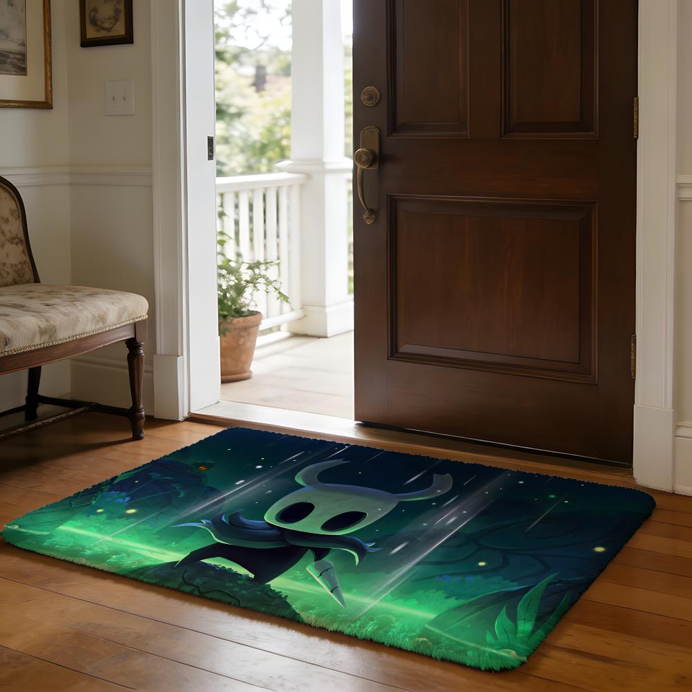 Floor Mat Soft Flannel Rug Non Slip Absorbent Mat for Bathroom Bedroom Home Decor H Hollow K Knight