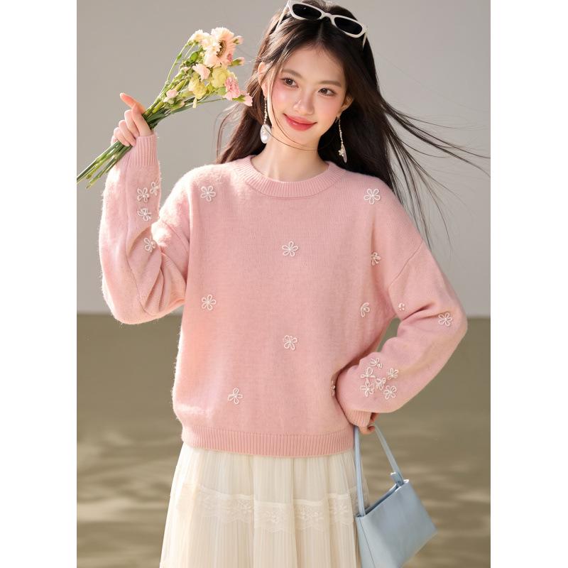 Women's Autumn/Winter 2026 Floral Knit Sweater
