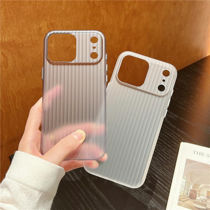 Corrugated Matte Plain Shockproof PC Hard Case for 17 Pro Max 16 15 14