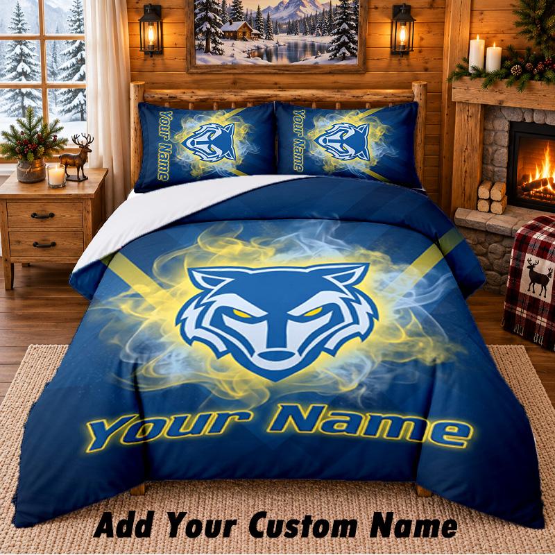 Warrington Wolves Pattern Bedding 3Pcs Set Custom Name, Bed Sheet And Pillowcases For Home Bedroom