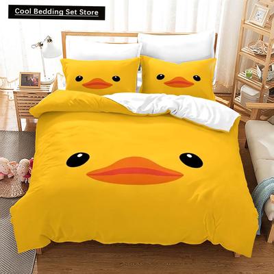 Set Biancheria da Letto Anatra Gialla Singolo Gemello Matrimoniale Queen King Size Set Letto Anatroccolo Camera da Letto Adulto Bambino Set Copripiumino Stampa 3D 015