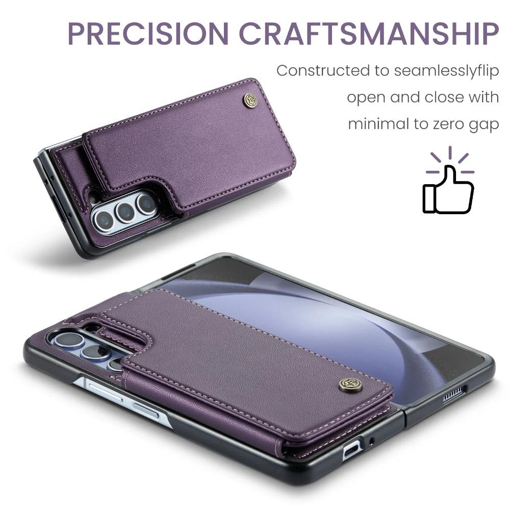 Luksuriøst magnetisk lommebokstativ i skinn til Samsung Galaxy Z Fold 6 5 4 3 Holder Kortlomme Støtsikkert Fullbeskyttelsesdeksel