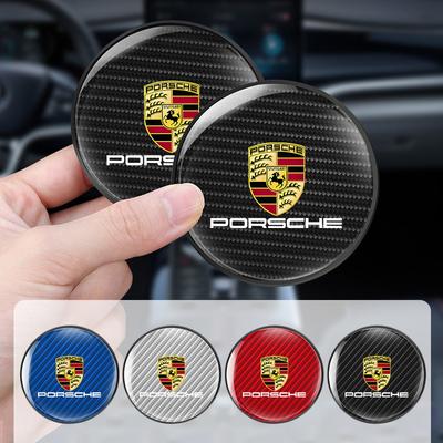 2PCS Car Coaster Water Cup Slots Anti-slip Mats Accessories For Porsche Cayenne Panamera Macan 911 718 Taycan Boxster Cayman 918