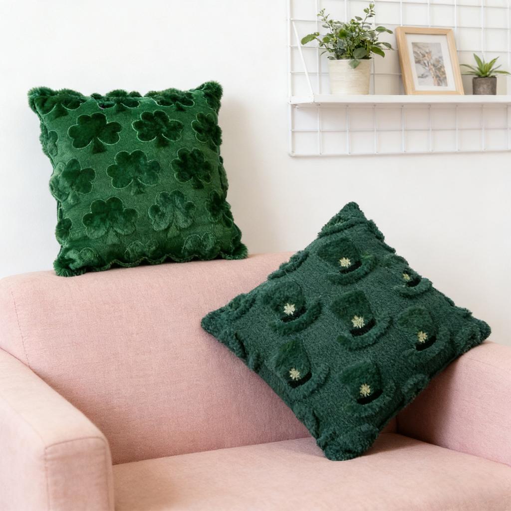 Green Embroidered Pillowcase, High-end Sofa/bedside Cushion Cover ( Insert Not Included)