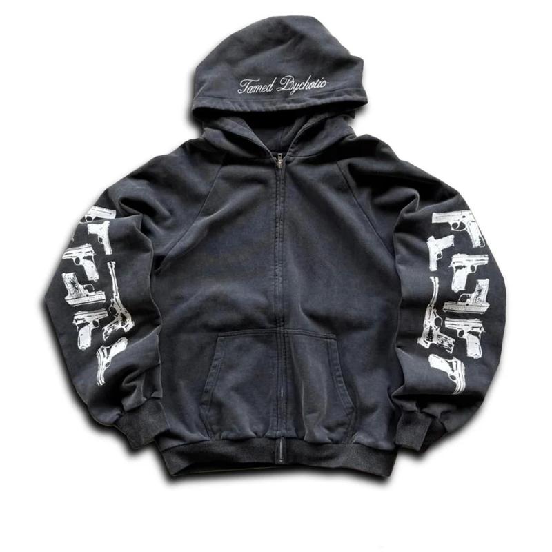 European and American Y2K Street Trendy Printed Long Sleeve Hoodie Retro Coat