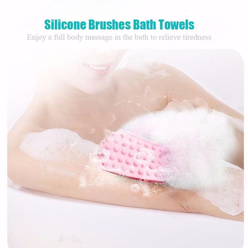 Silicone Brushes Bath Towels Rubbing Back Mud Peeling Body Massage Shower Scrubbing Bath Belt Flexible Scrubber Skin Cleaning