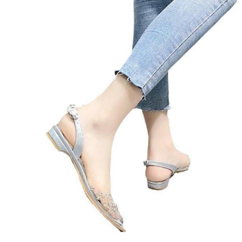 Fashion Hot Selling 2025 New Crystal Rivets Transparent Sandals Women Pointed Toe Summer Wedding Shoes Woman Gladiator Sandalias Mujer